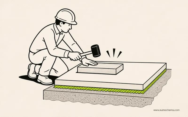 GS03_step06_beating-block Place the slab with a beating block
