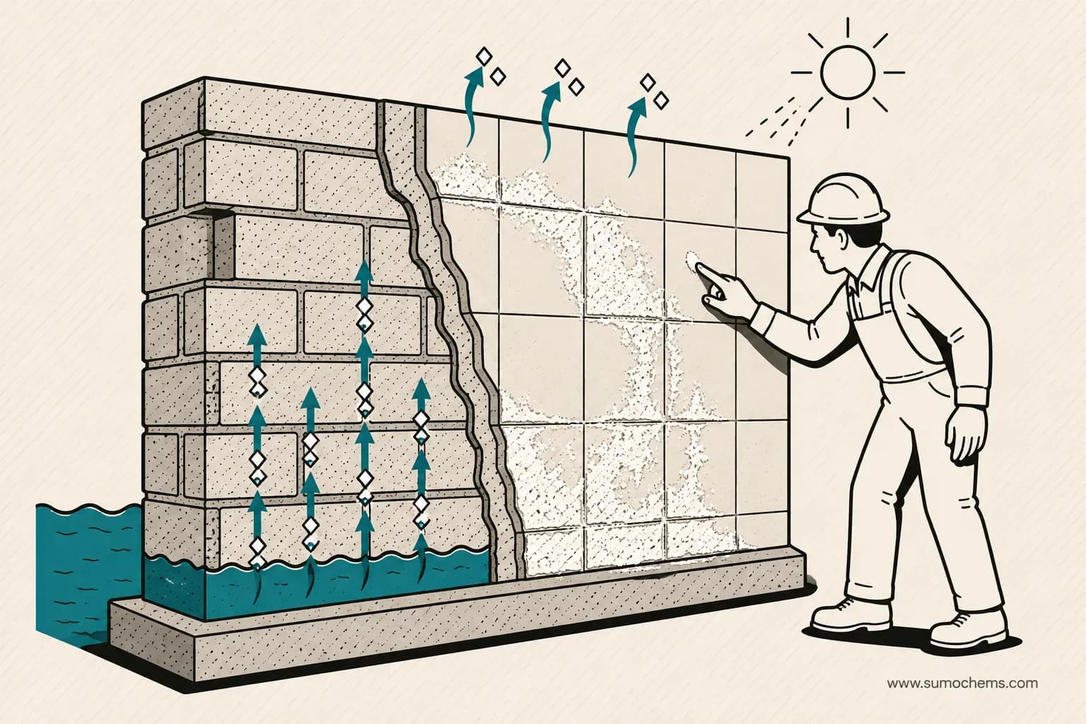 Efflorescence: why white patches appear on tiles and walls Efflorescence: why white patches appear on tiles and walls