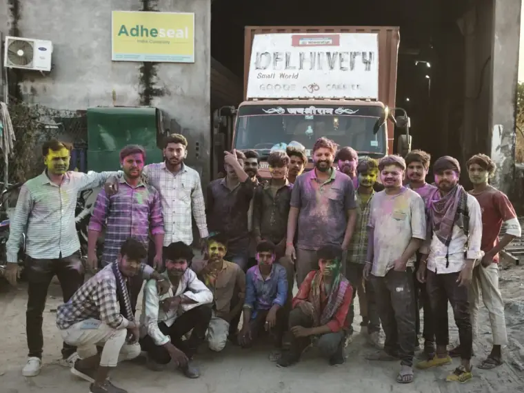 SUMO team celebrating Holi at the Adheseal India Company plant